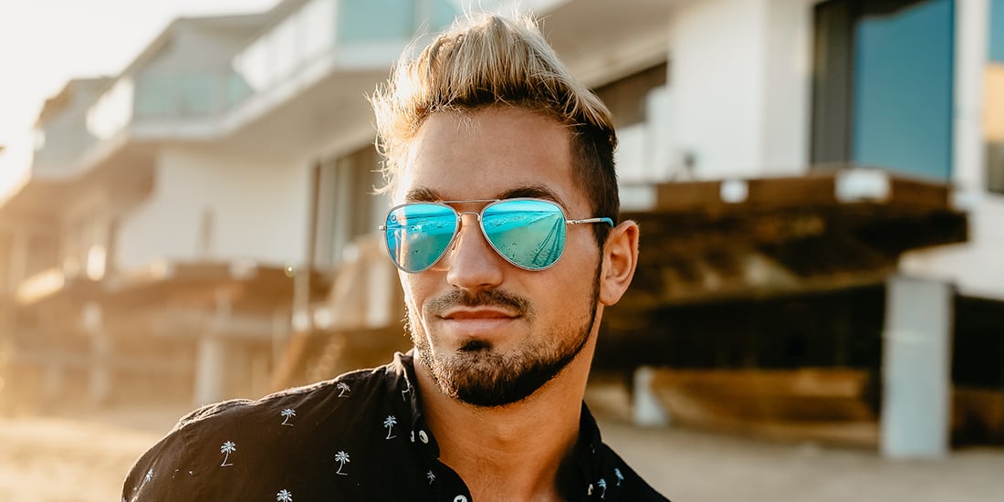 Blue Angel Polarized Aviator Sunglasses Blue Mirror Lens