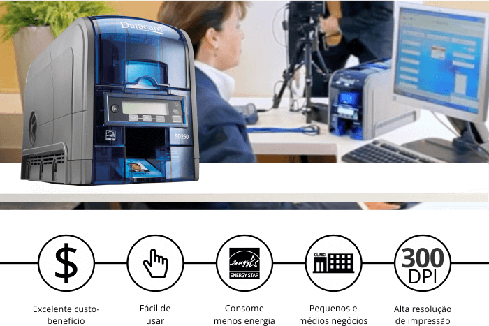 Impressora de Cartões Datacard SD260 com ícones