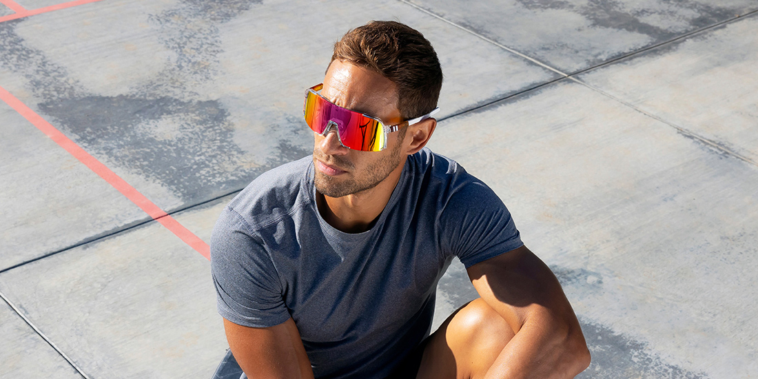 Future Ruler Polarized Sunglasses - Sunset Rainbow Lens & Clear Frame