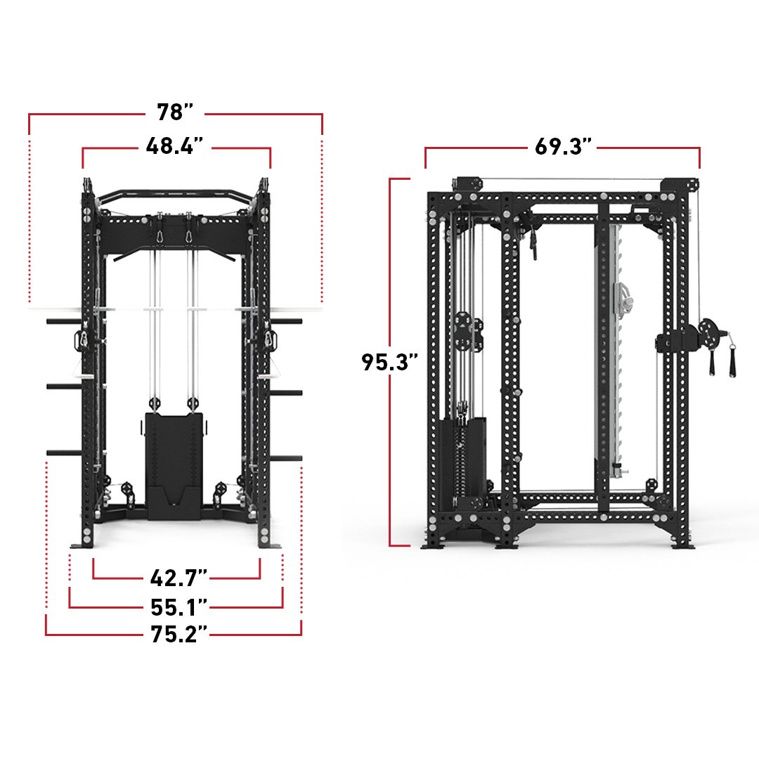 All In 1 Cable Trainer - Power Rack with Cable Machine, Smith Machine & Accessory Pack - Vanta Series
